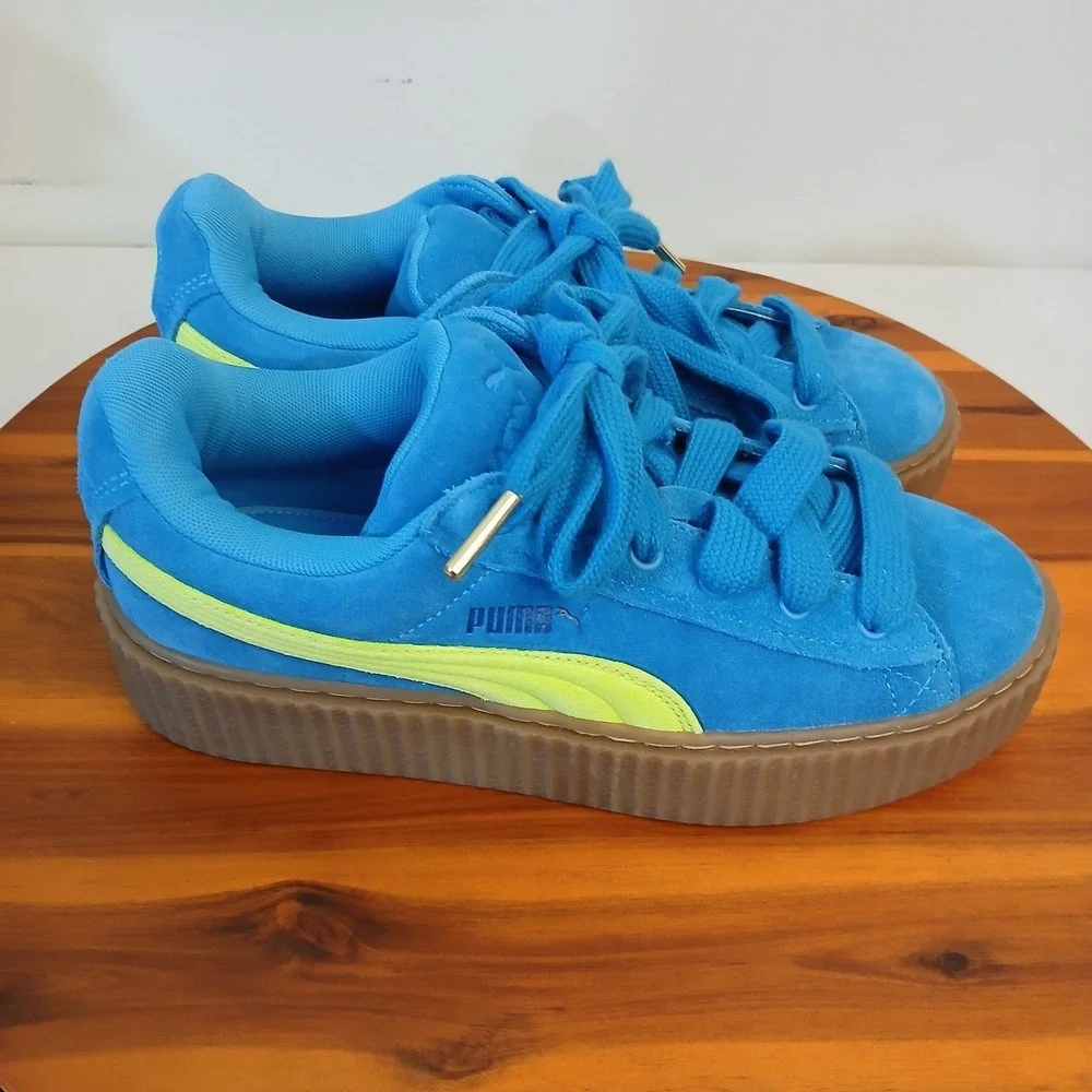 Puma Fenty Shoes Womens 6 Blue Suede Rhianna Creeper Phatty‎ Speed 399332-02